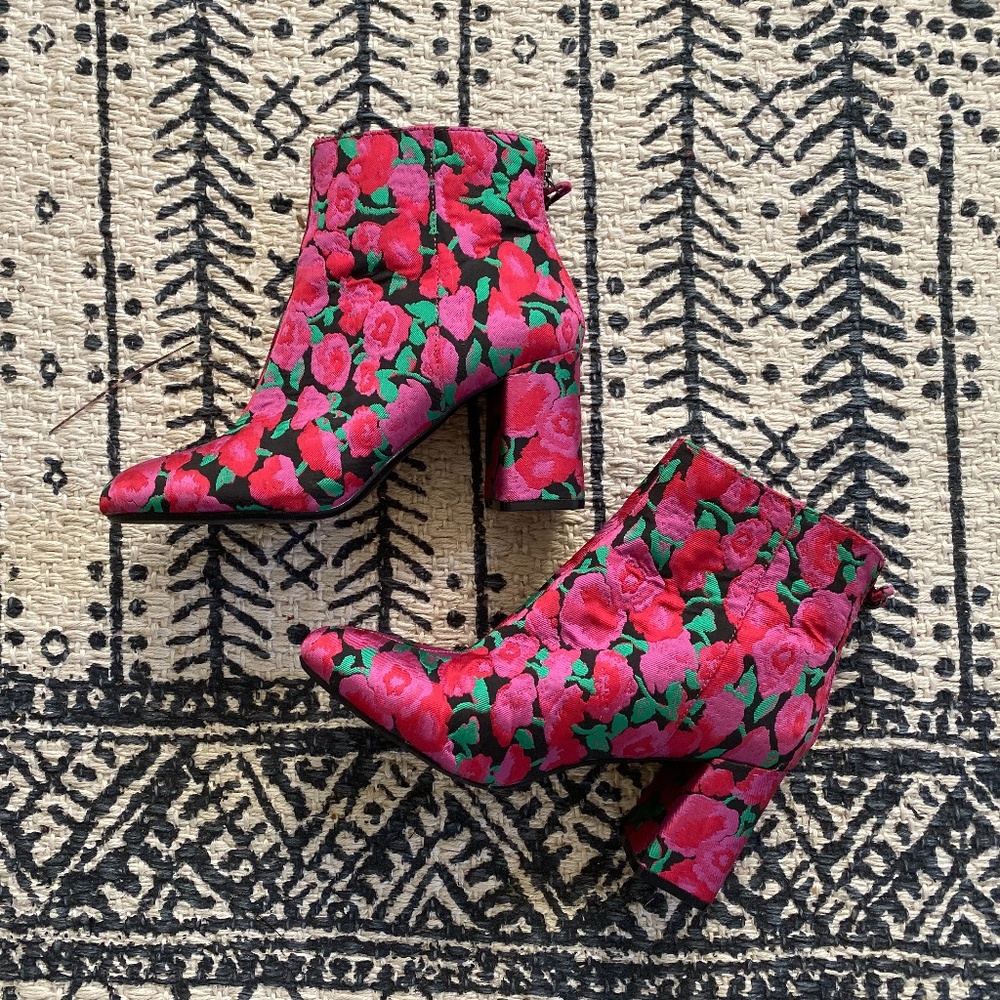 Berksha Floral Brocade Ankle Boots